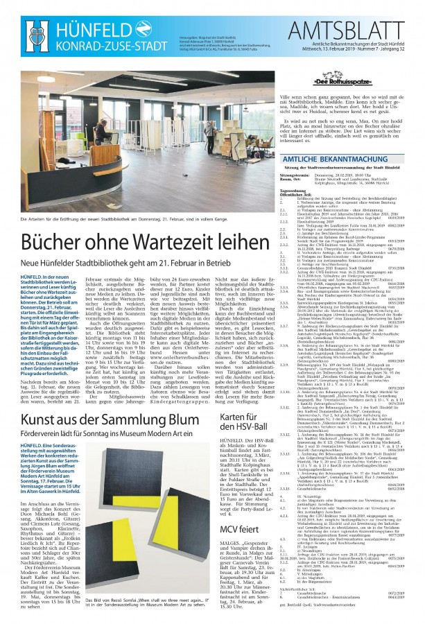 Hünfelder Amtsblatt vom 13.02.2019