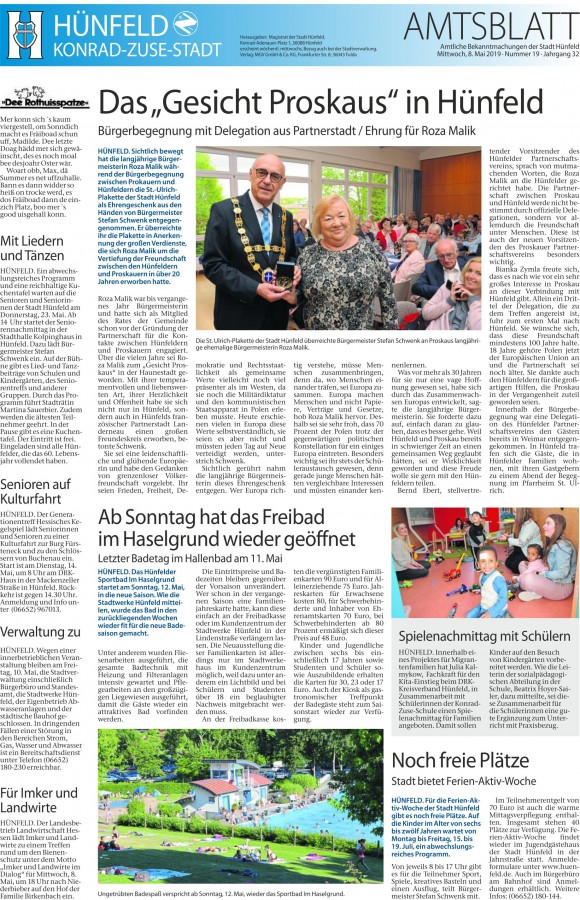 Hünfelder Amtsblatt vom 8.5.2019