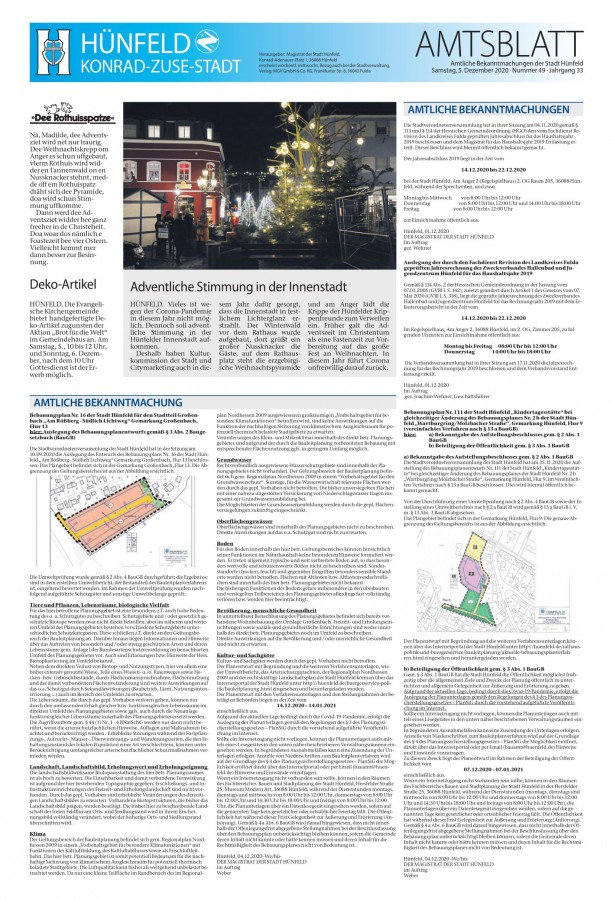 Amtsblatt vom 5. Dezember 2020