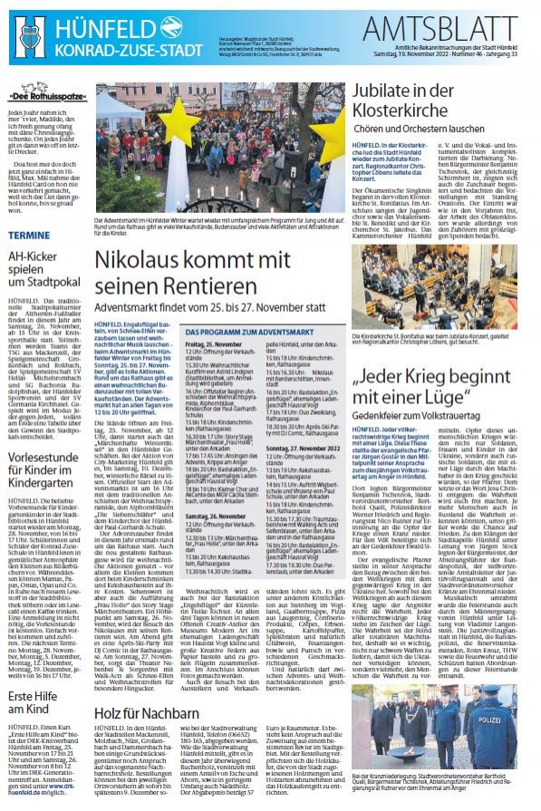 Amtsblatt vom 19. November 2022