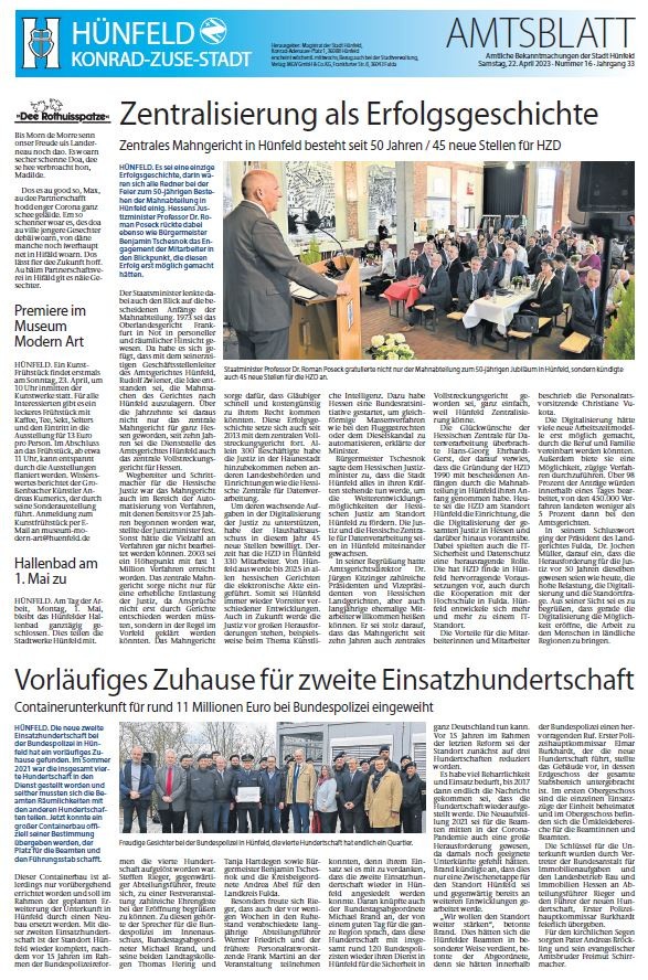 Amtsblatt vom 22. April 2023