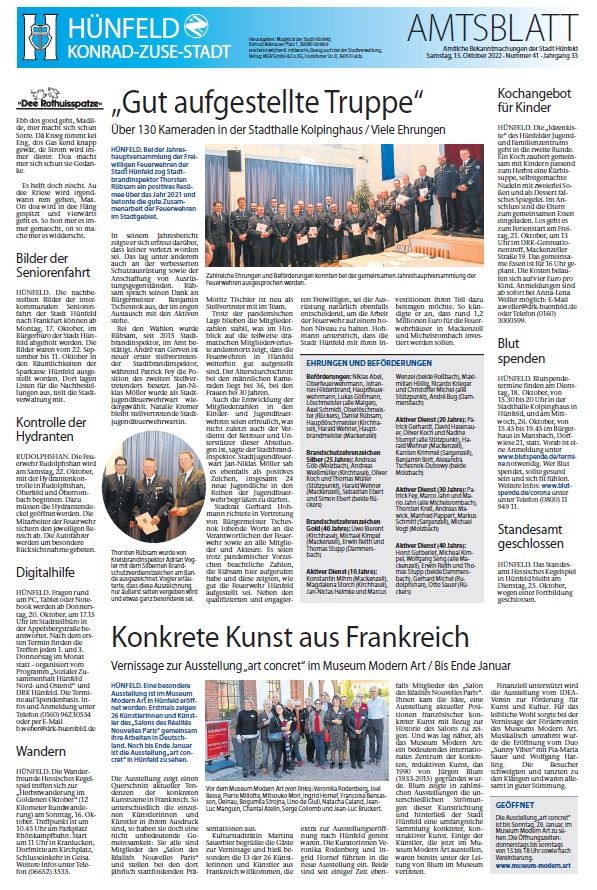 Amtsblatt vom 15. Oktober 2022