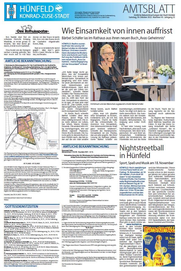 Amtsblatt vom 29. Oktober 2022