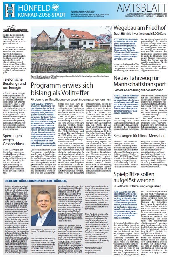 Amtsblatt vom 10. April 2021
