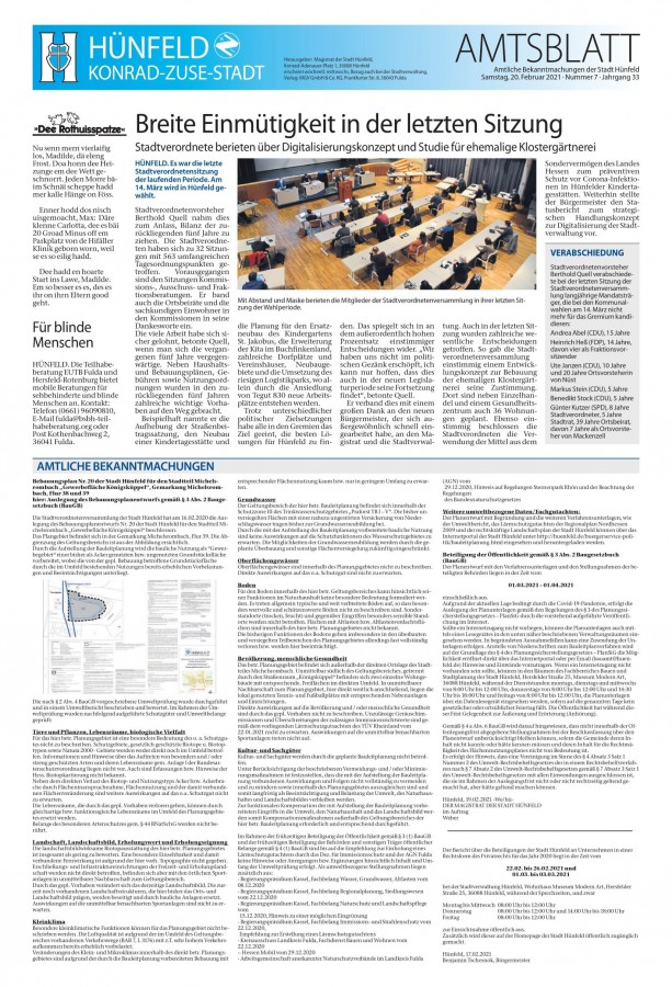 Amtsblatt vom 20. Februar 2021