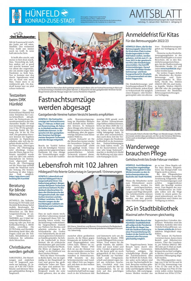 Amtsblatt vom 15. Januar 2022