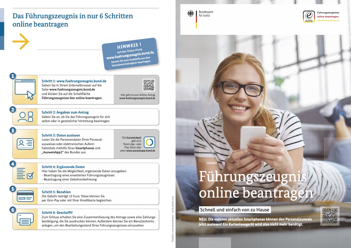 Informationen wie Sie Ihr Führungszeugnis online beantragen können 